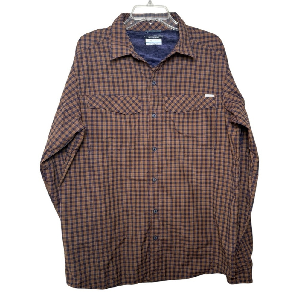 Columbia Omni Shade UV Sun Protection Vented Shirt Men’s Size Large Brown Check